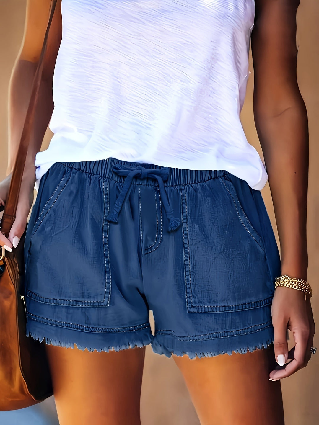 Katarina - Pantaloncini In Denim Con Elastico In Vita e Tasche