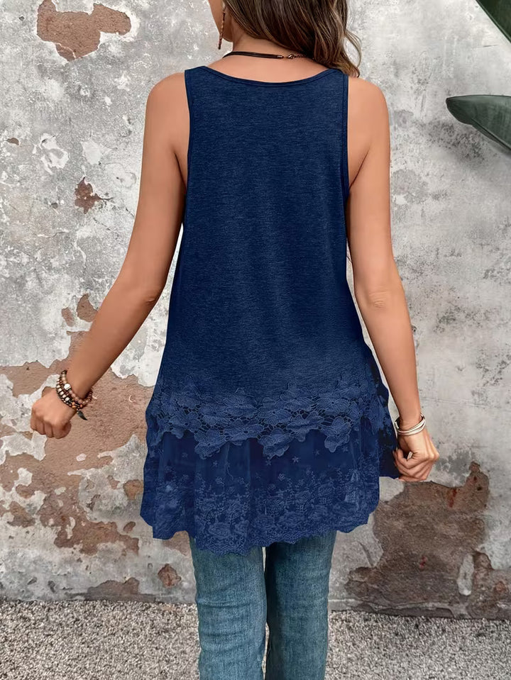 Brannah - Gilet Lungo Con Pizzo a Contrasto