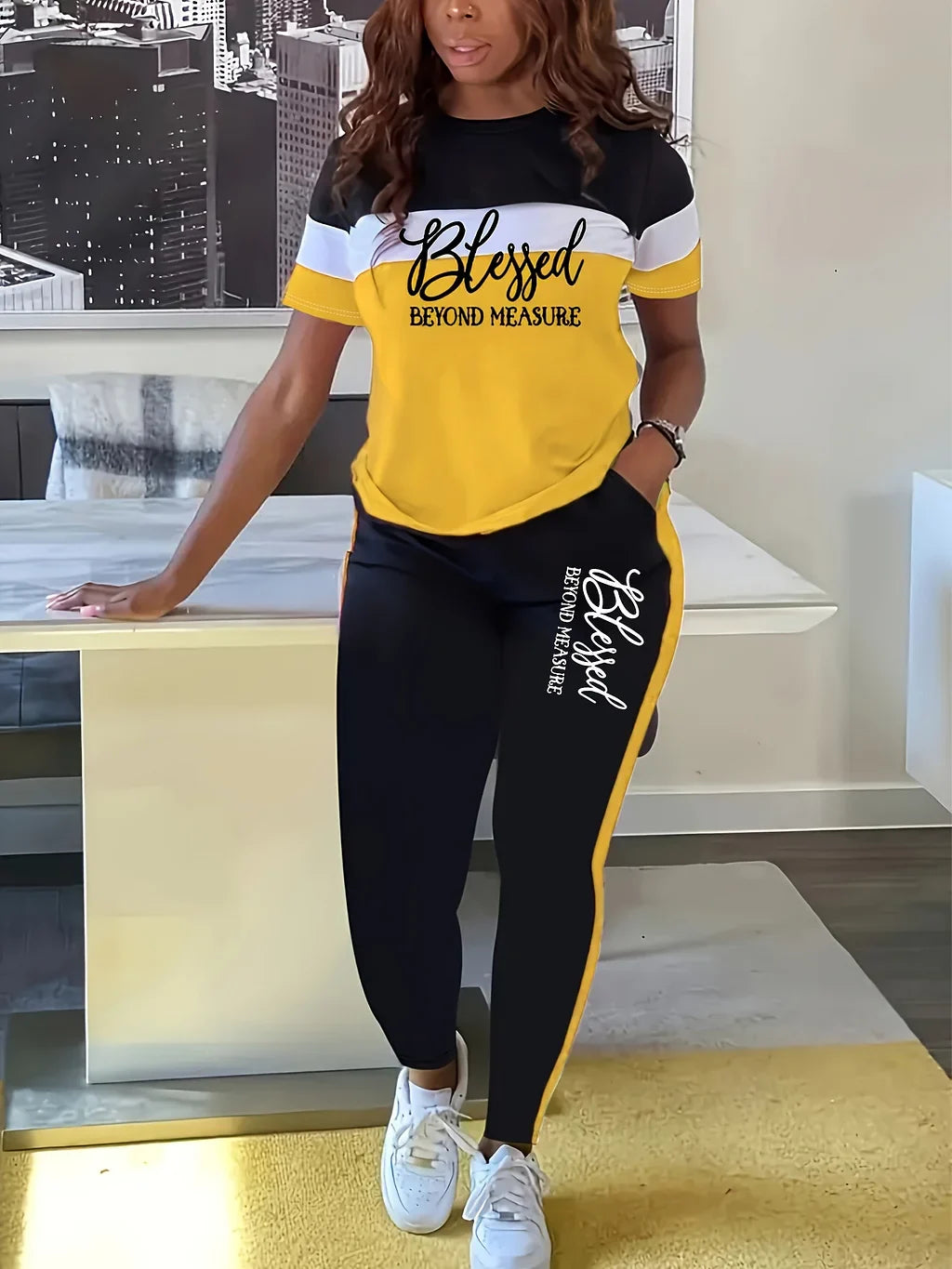 Fotini - Abito Sportivo Casual Estivo Alla Moda A Contrasto Colorato