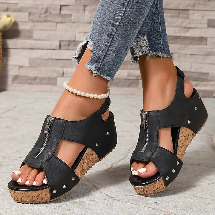 Evridiki - Sandali Con Zeppa Alla Moda Con Cerniera