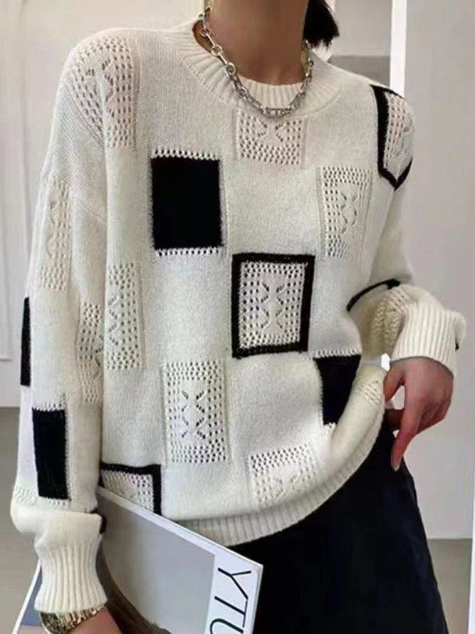Annouska - Maglione Lavorato a Maglia Con Motivo a Blocchi