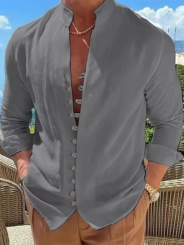 Shayne - Camicia Leggera In Cotone E Lino Con Maniche Lunghe