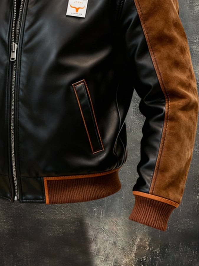 Bjorn - Giacca Vintage In Pelle Patchwork