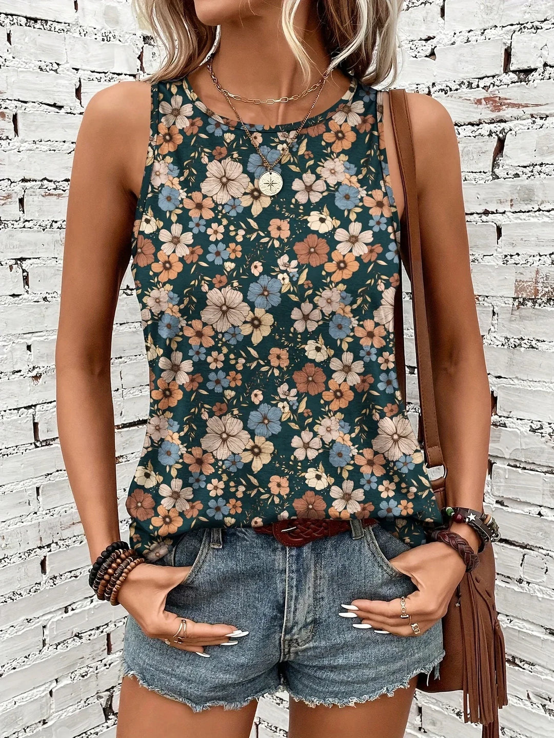 Lilou - Top Estivo Casual Con Stampa Floreale