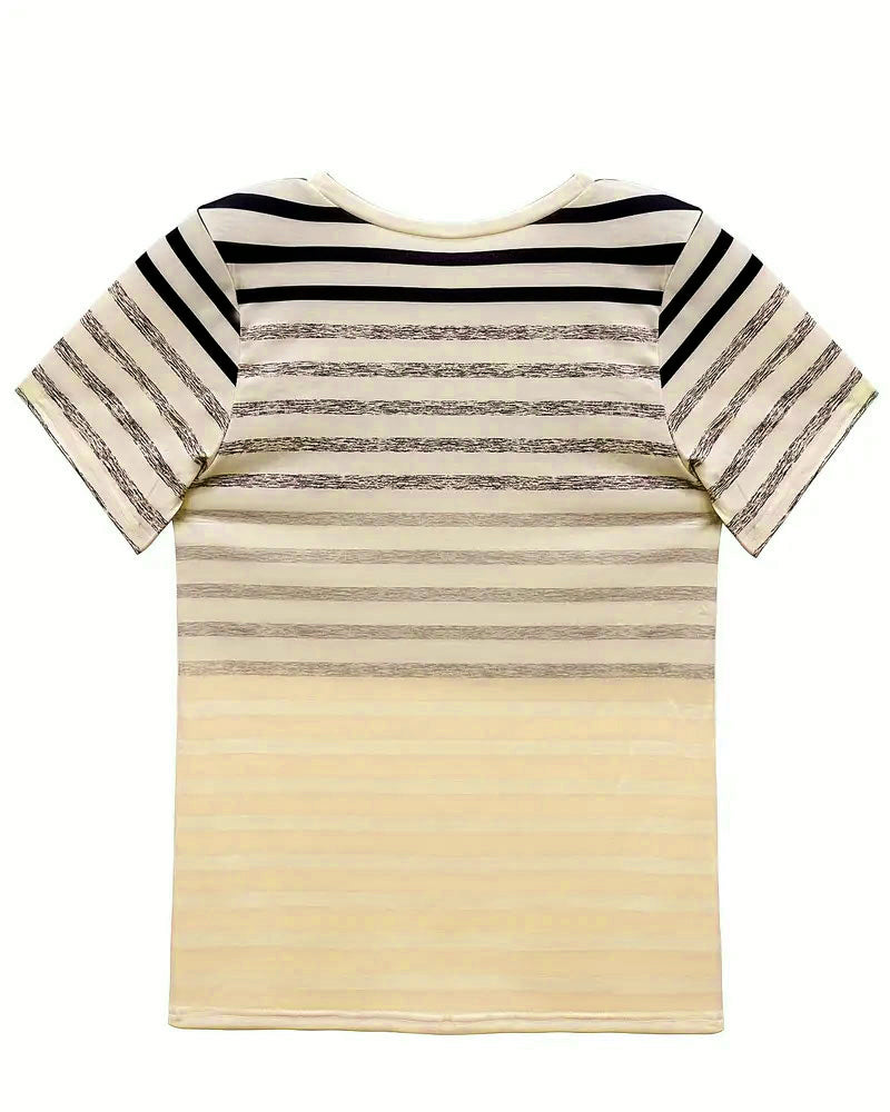 Kellie - T-Shirt A Righe Girocollo E Maniche Corte