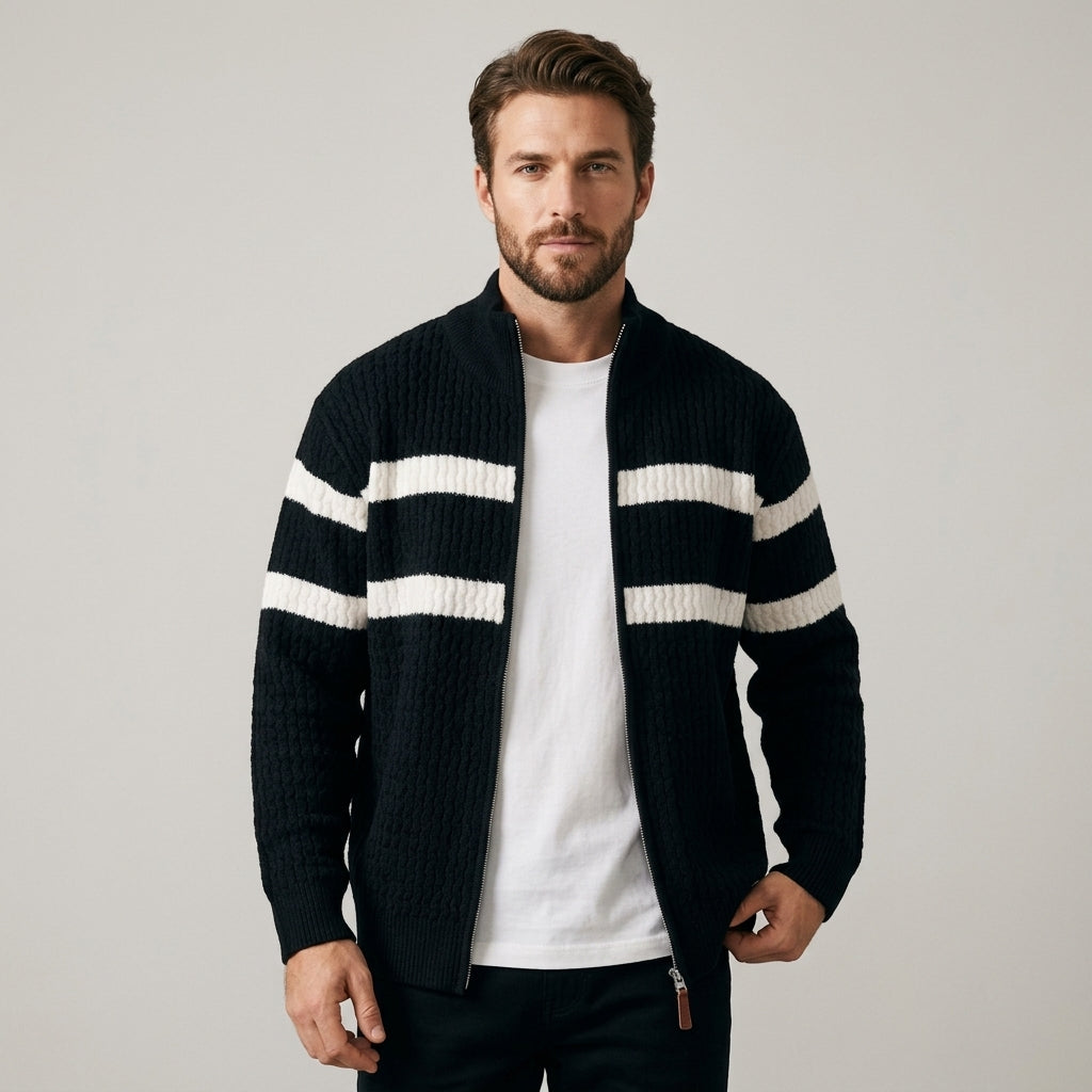 Loick - Cardigan in Maglia a Maniche Lunghe con Zip