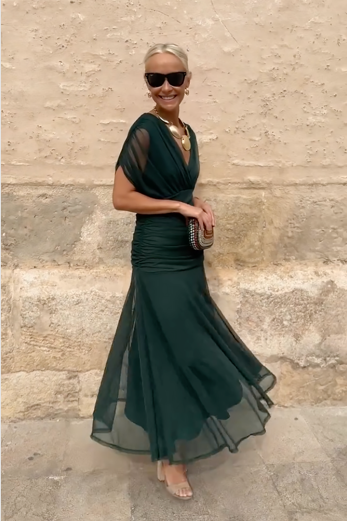 Nefeli - Elegante Abito Lungo Da Sera Con Scollo a V