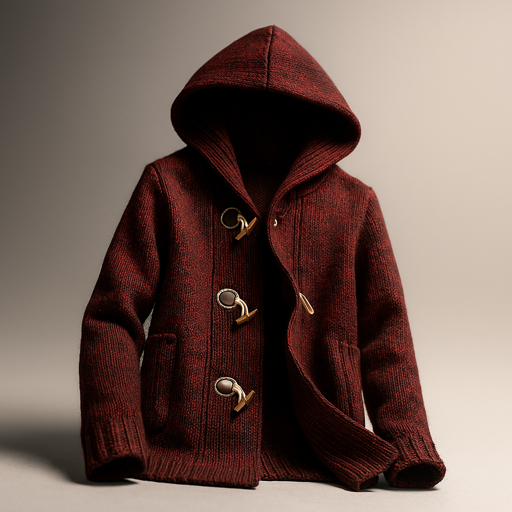 Lindon - Felpa Con Cappuccio Lavorata a Maglia Con Chiusura a Toggle