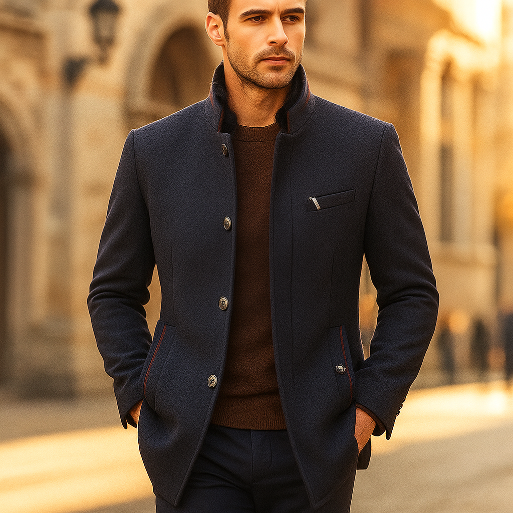 Maldini – Elegante Cappotto In Lana Con Bottoni Sul Davanti