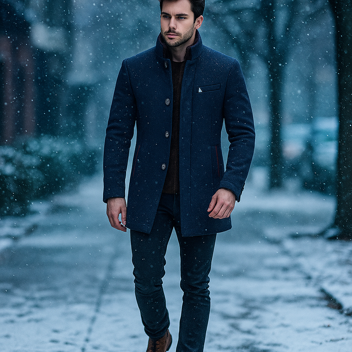 Maldini – Elegante Cappotto In Lana Con Bottoni Sul Davanti
