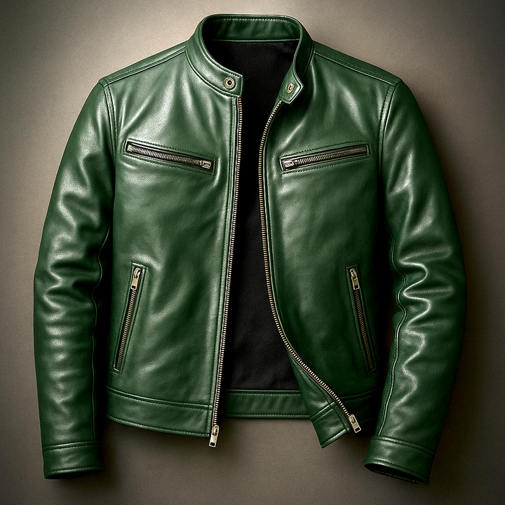Jaromir - Giacca Vintage In Pelle Con Cerniera