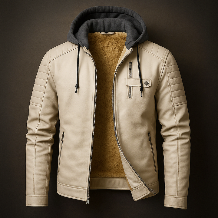 Glendon - Elegante Giacca in Pelle con Cappuccio