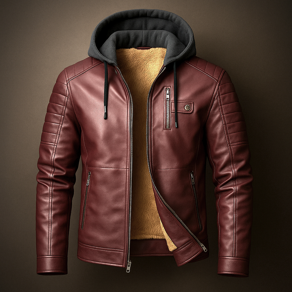 Glendon - Elegante Giacca in Pelle con Cappuccio