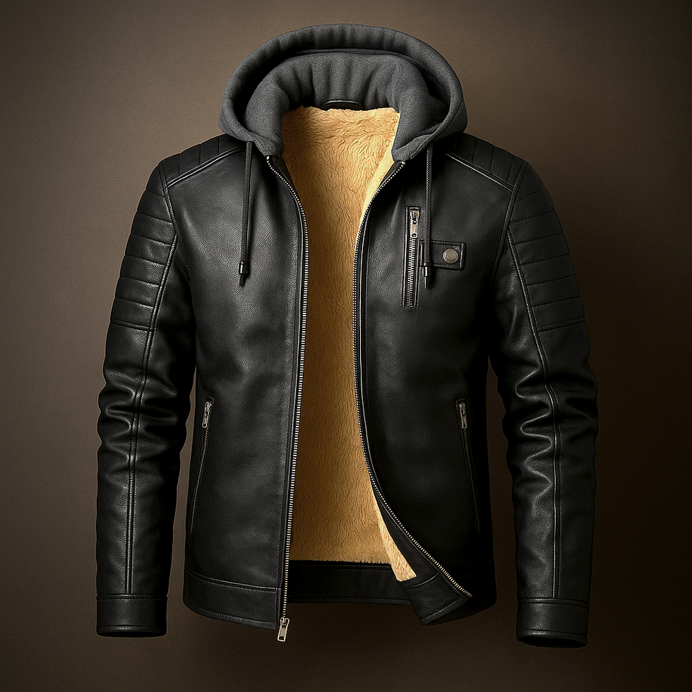 Glendon - Elegante Giacca in Pelle con Cappuccio
