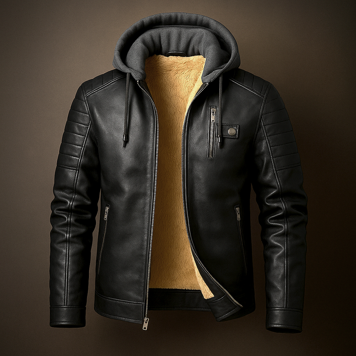 Glendon - Elegante Giacca in Pelle con Cappuccio