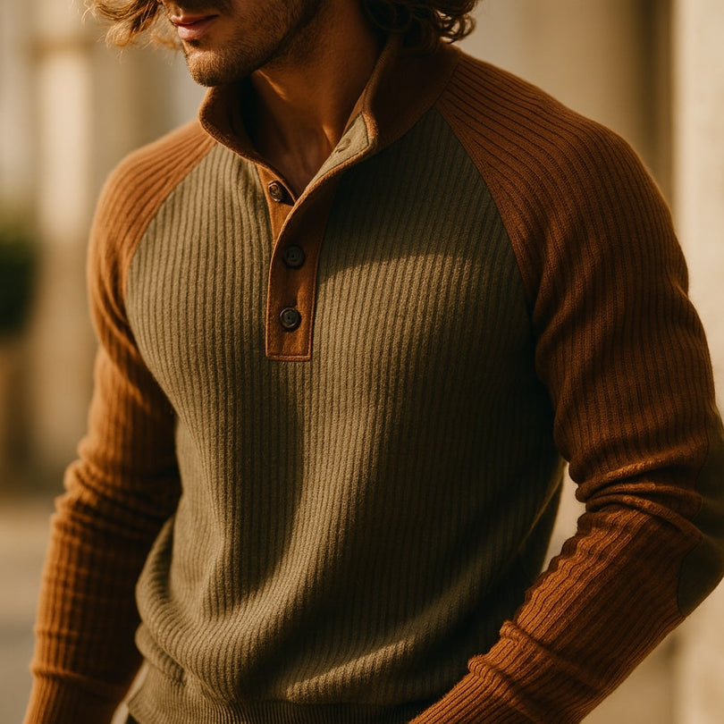 Raziel - Camicia Casual a Maniche Lunghe in Maglia Con Collo Alto