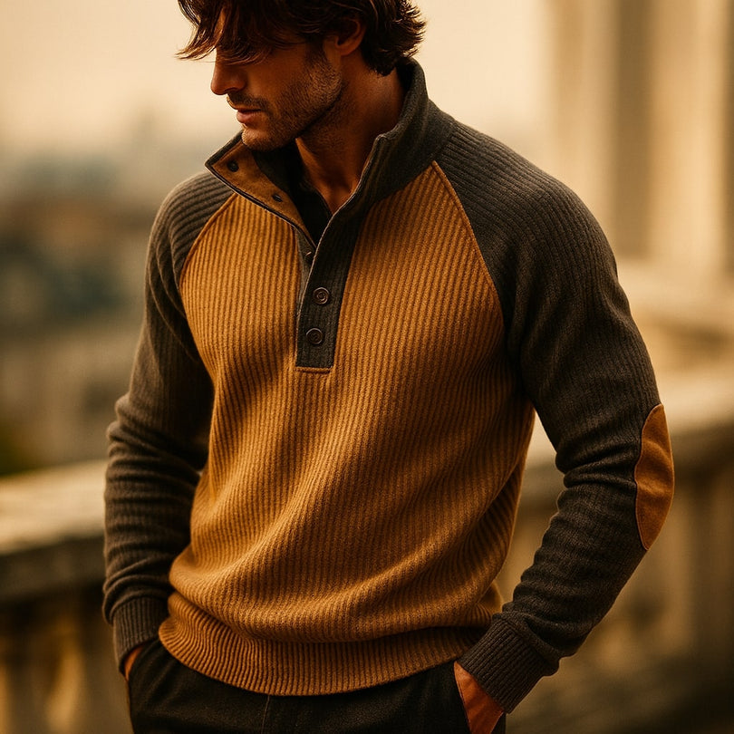 Raziel - Camicia Casual a Maniche Lunghe in Maglia Con Collo Alto