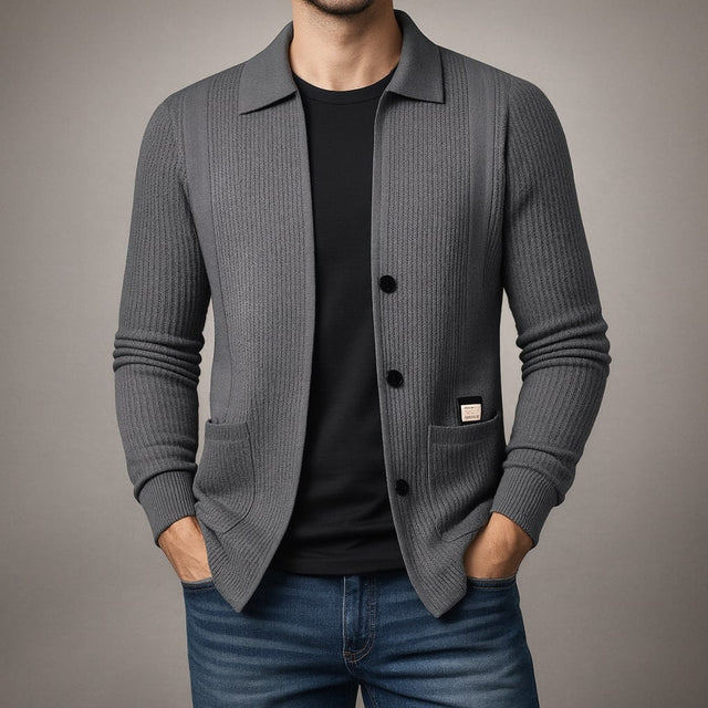 Nawed - Cardiigan Slim Fit Con Revers in Maglia