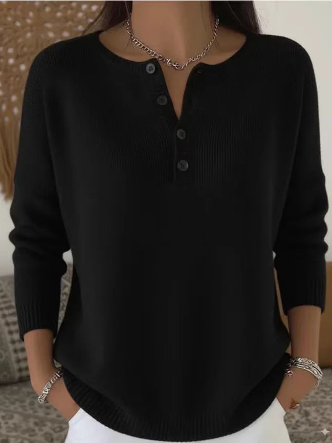 Nenneke - Elegante Maglione a Maniche Lunghe Con Bottoni