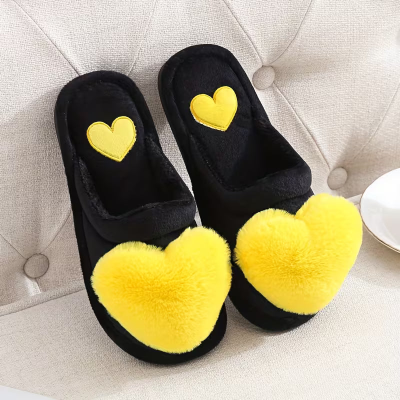 Zeliha - Pantofole a Forma Di Cuore in Peluche Con Suola Antiscivolo