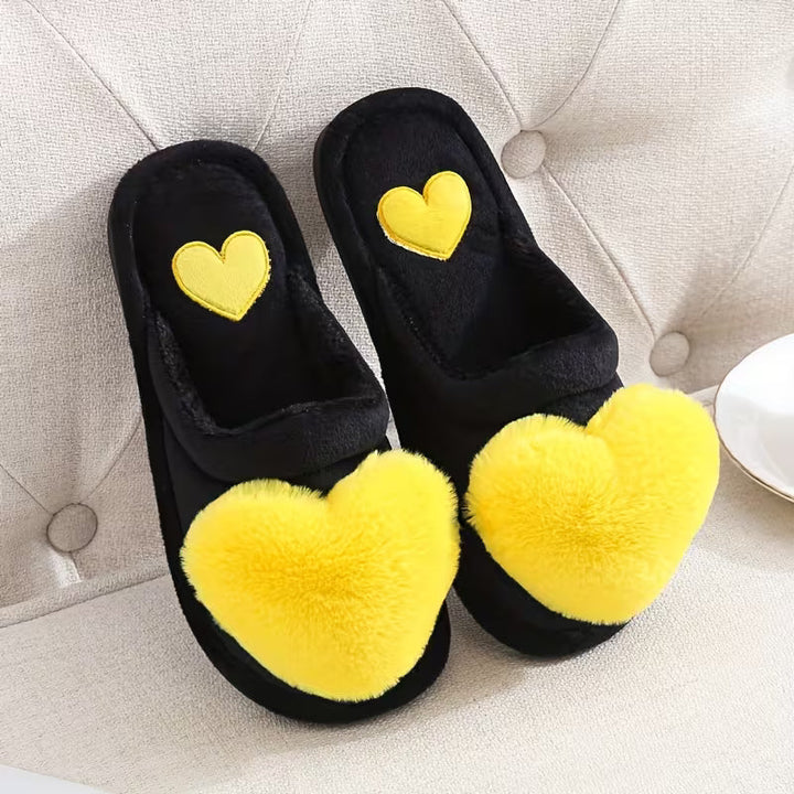 Zeliha - Pantofole a Forma Di Cuore in Peluche Con Suola Antiscivolo