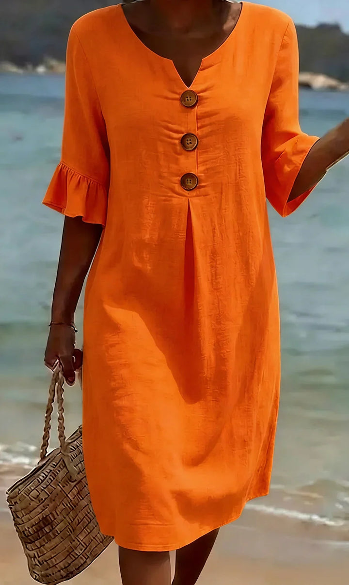 Mlaina - Elegante Abito Midi Con Bottoni