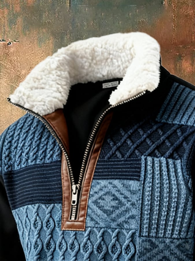 Abbott - Felpa Casual Retrò Con Stampa a Blocchi di Colore