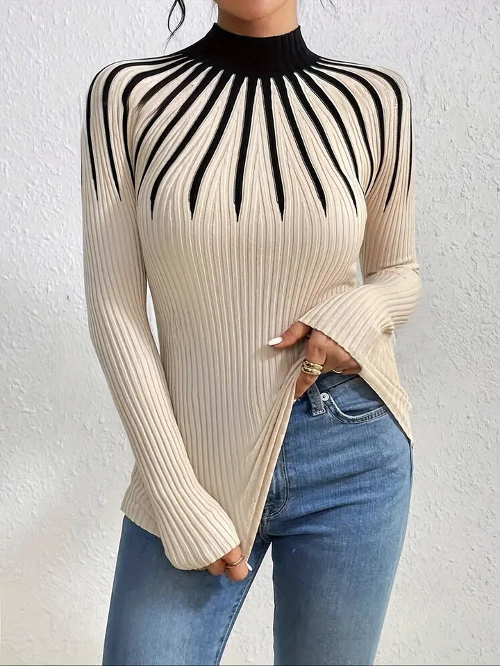 Maider - Elegante Maglione a Maniche Lunghe Con Collo Alto