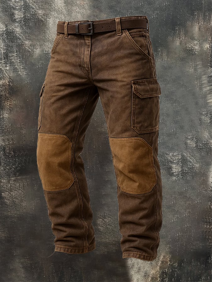 Zakary - Pantaloni Vintage Da Avventura Con Cuciture Consumate e Ginocchia Lavorate