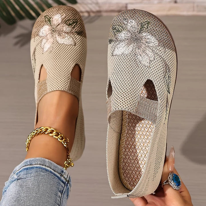 Martine – Scarpe In Maglia Traspirante Con Ricami Floreali
