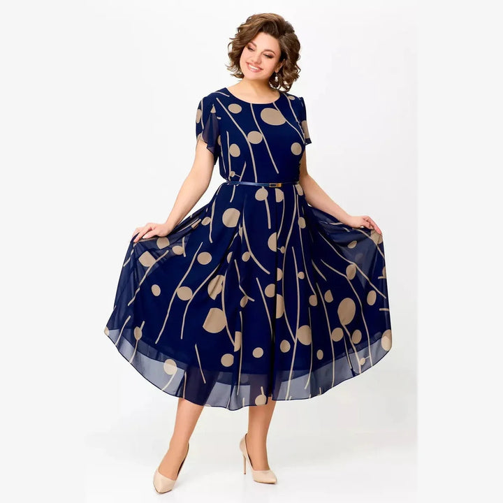 Nazeli - Abito Midi In Chiffon Con Stampa a Pois