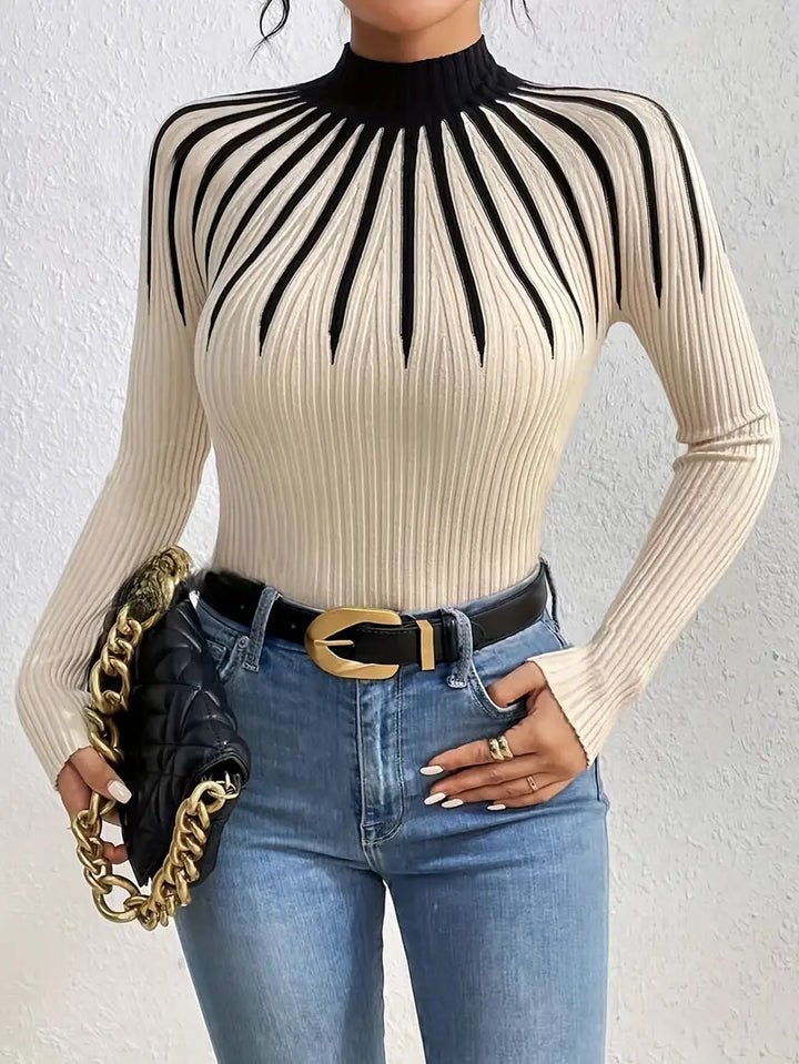 Maider - Elegante Maglione a Maniche Lunghe Con Collo Alto