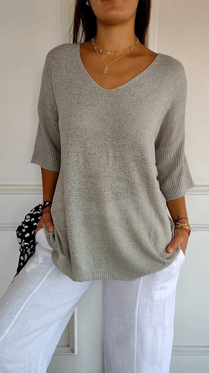 Rosal - Top In Maglia Tinta Unita Con Scollo a V