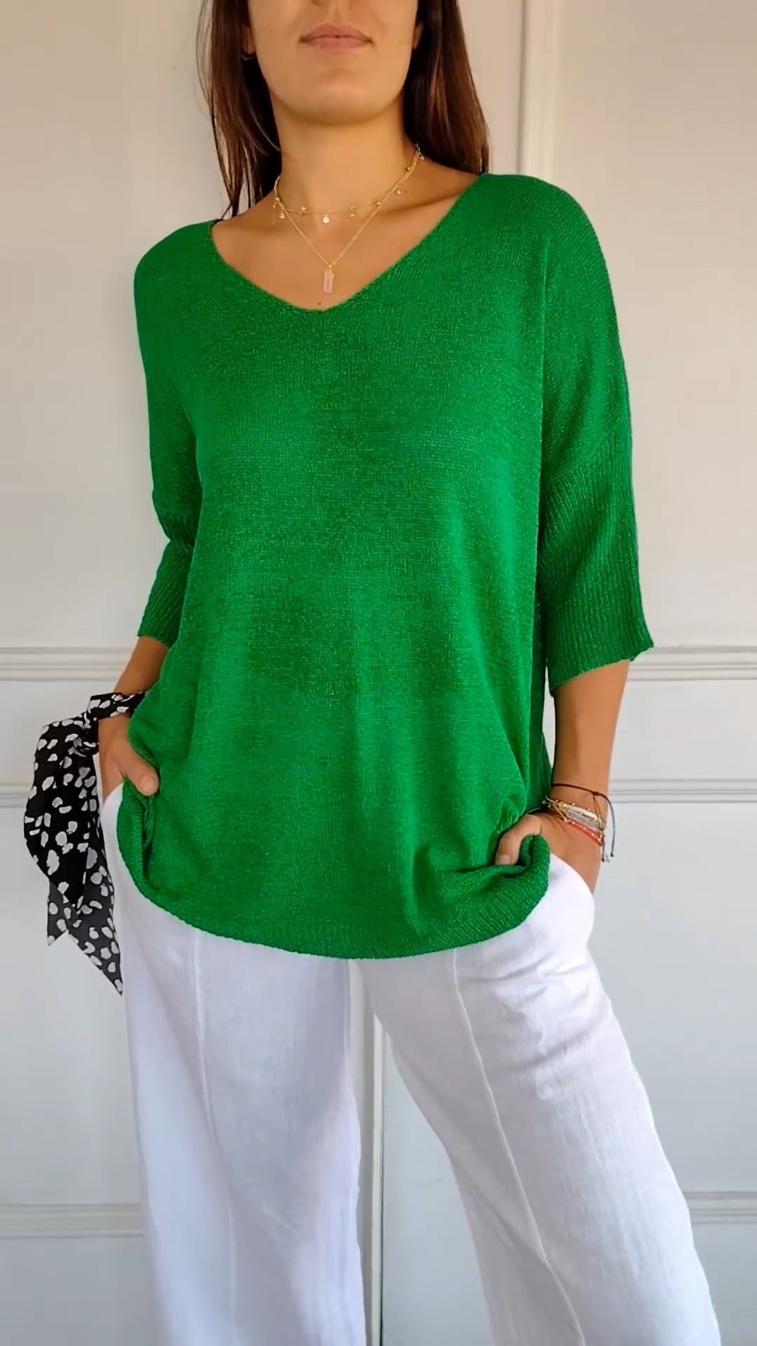 Rosel - Top In Maglia Liscia Con Scollo a V