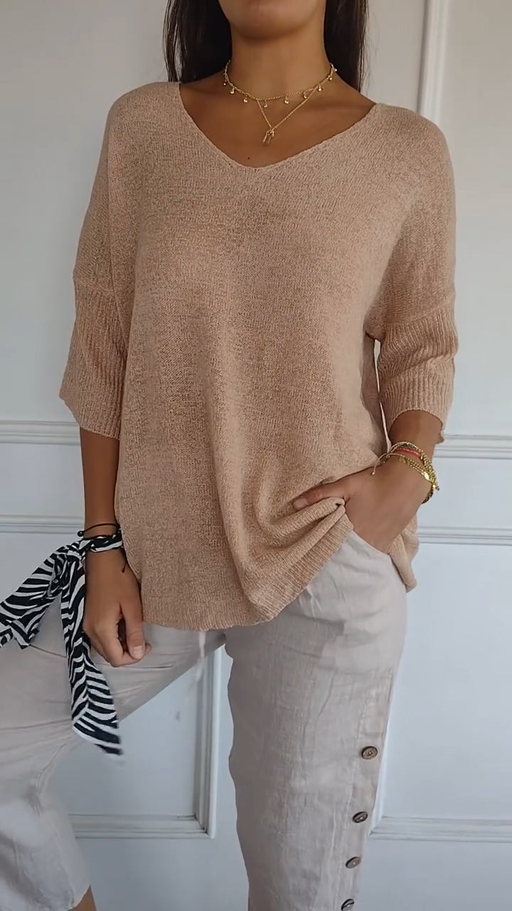 Rosal - Top In Maglia Tinta Unita Con Scollo a V
