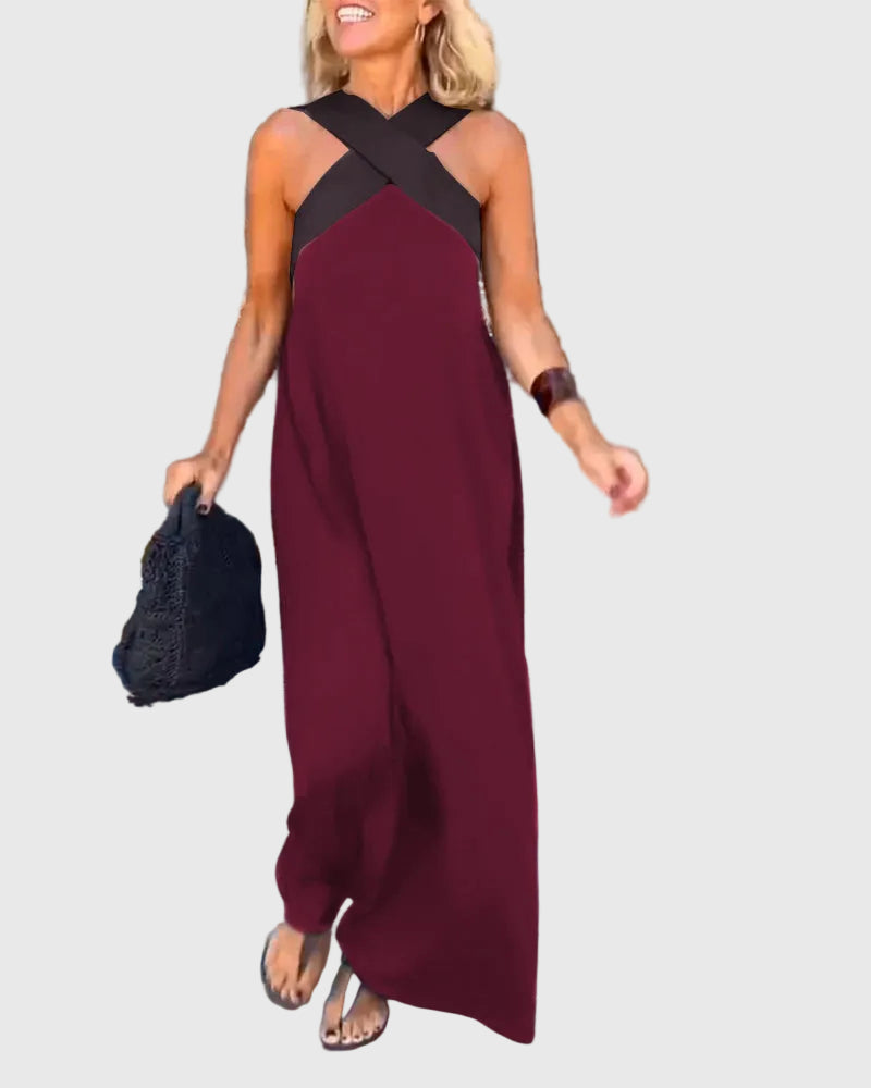 Frederikke - Elegante Abito Lungo Con Scollo Incrociato