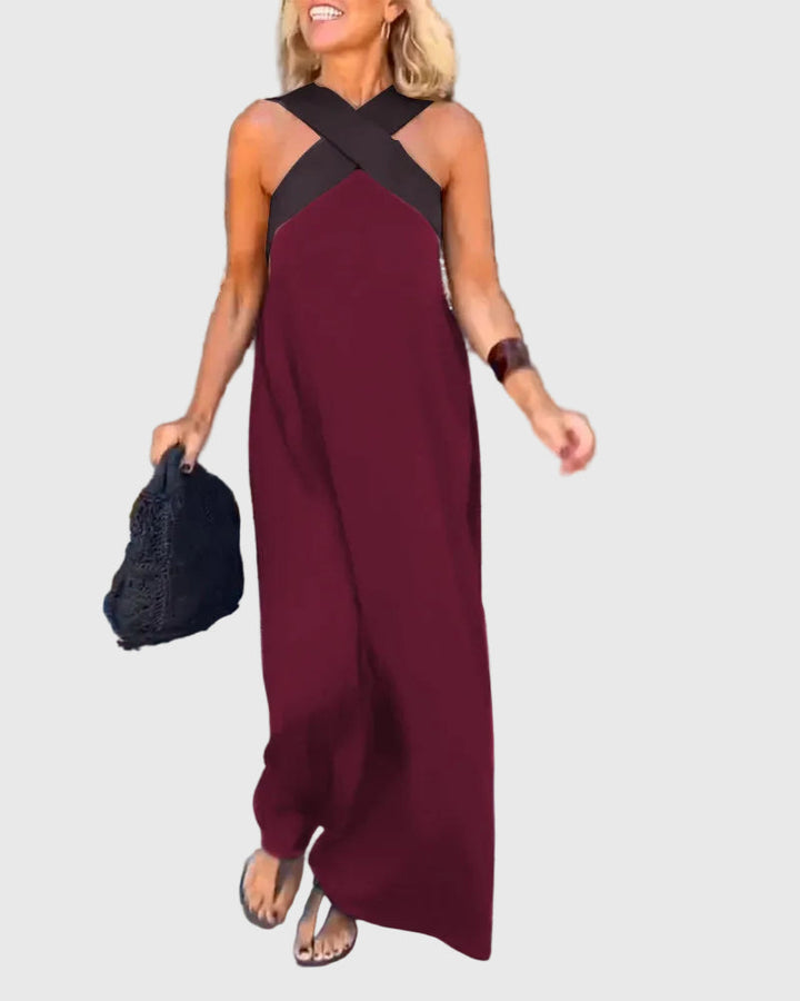 Frederikke - Elegante Abito Lungo Con Scollo Incrociato