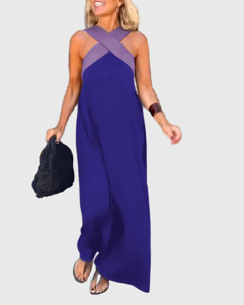 Frederikke - Elegante Abito Lungo Con Scollo Incrociato