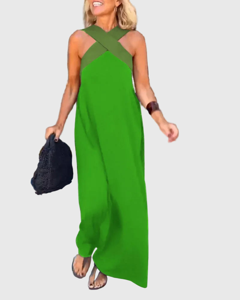 Frederikke - Elegante Abito Lungo Con Scollo Incrociato