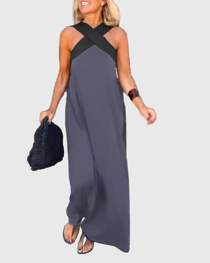 Frederikke - Elegante Abito Lungo Con Scollo Incrociato