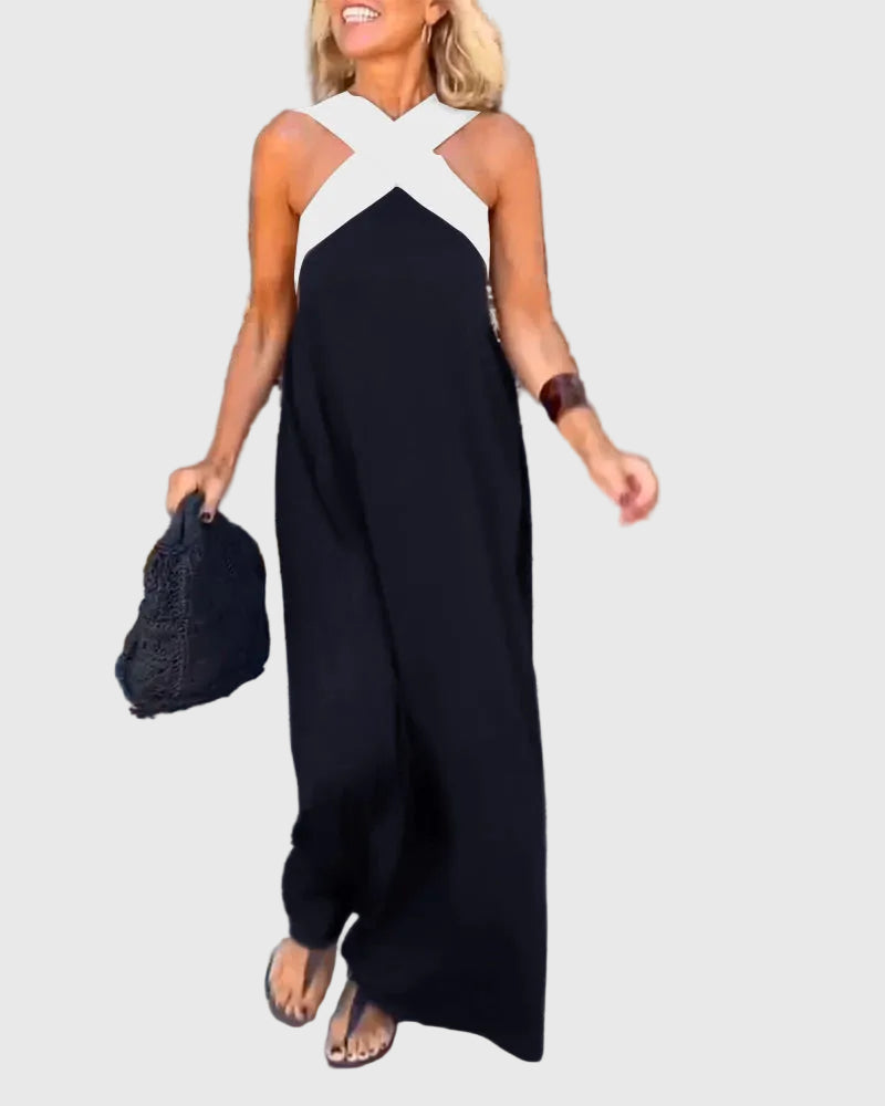 Frederikke - Elegante Abito Lungo Con Scollo Incrociato