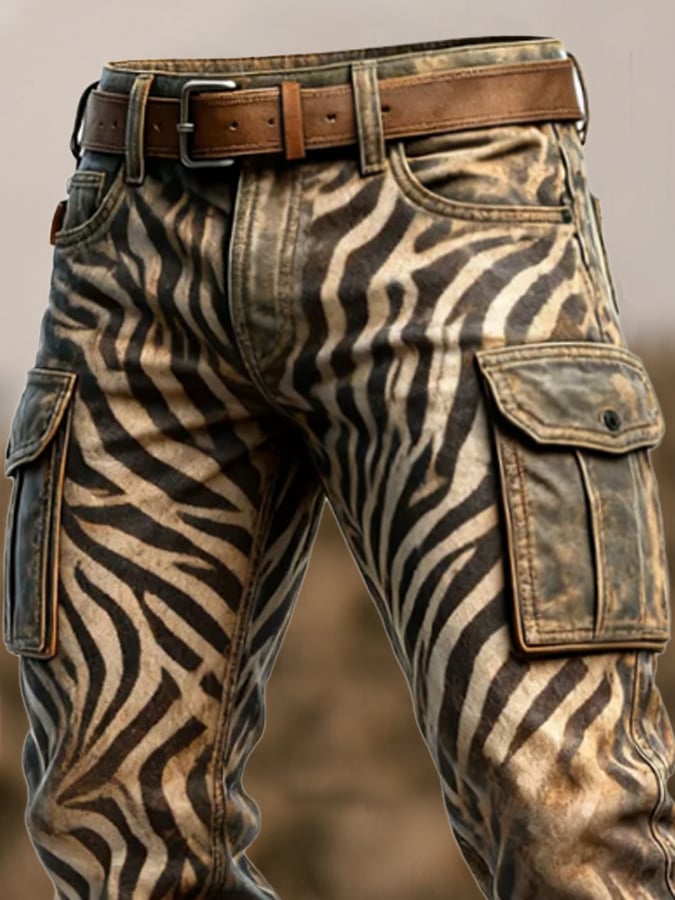 Duckett - Pantaloni Vintage Con Stampa Zebrata e Tasche Multiple