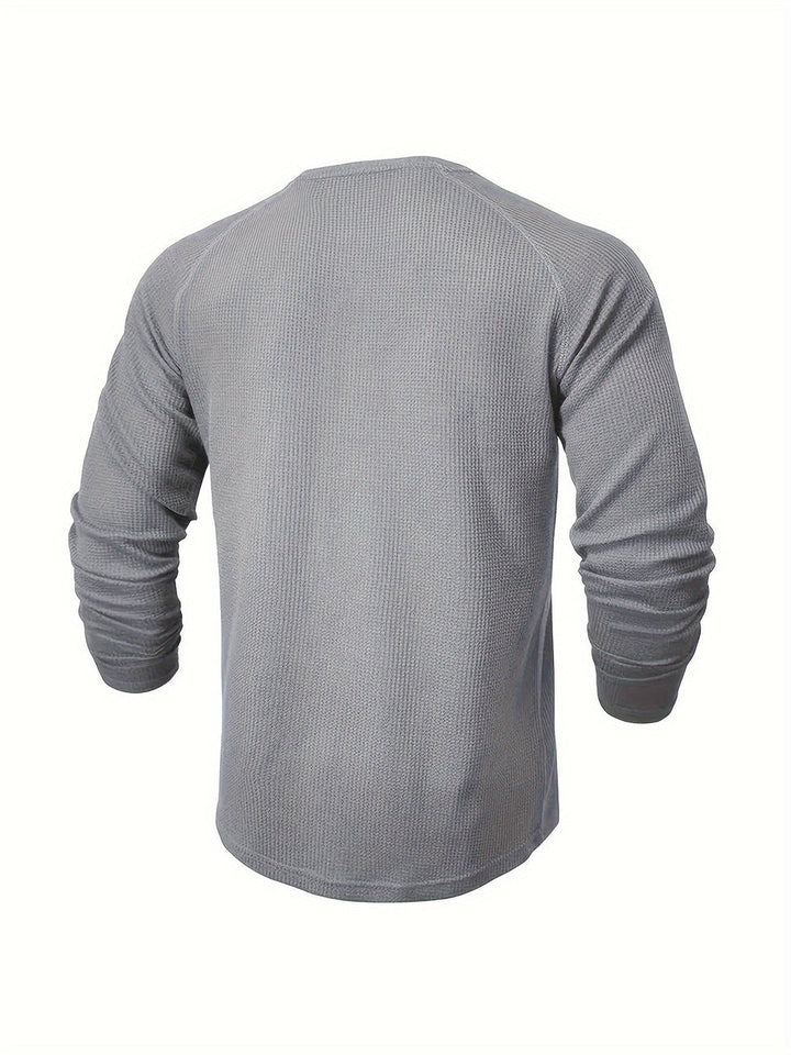 Jarik - Maglietta Henley a Maniche Lunghe Con Trama in Rilievo
