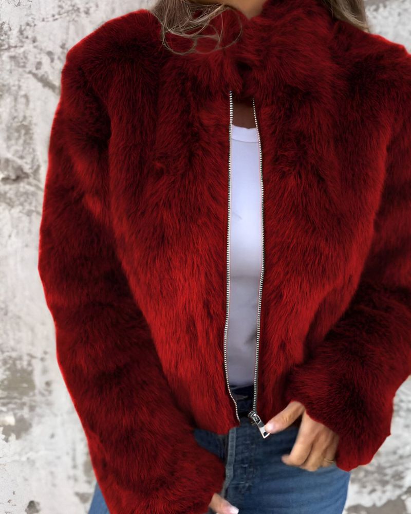 Arbel - Elegante Giacca Con Collo Alto in Pelliccia