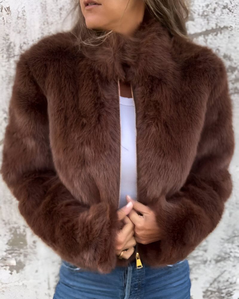 Arbel - Elegante Giacca Con Collo Alto in Pelliccia