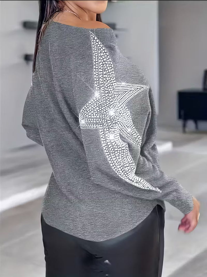 Bernardino - Elegante Maglione a Maniche Lunghe Con Stampa a Stelle