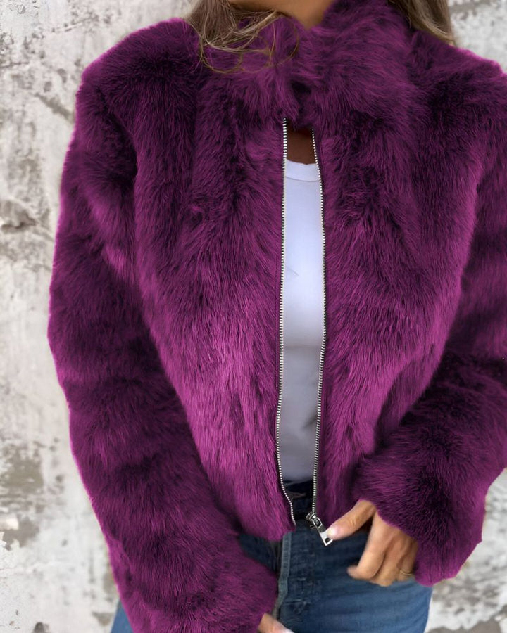 Arbel - Elegante Giacca Con Collo Alto in Pelliccia