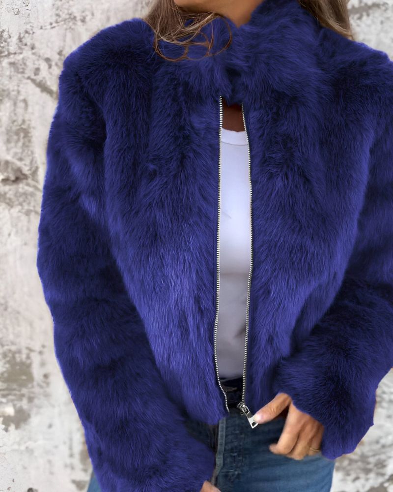 Arbel - Elegante Giacca Con Collo Alto in Pelliccia