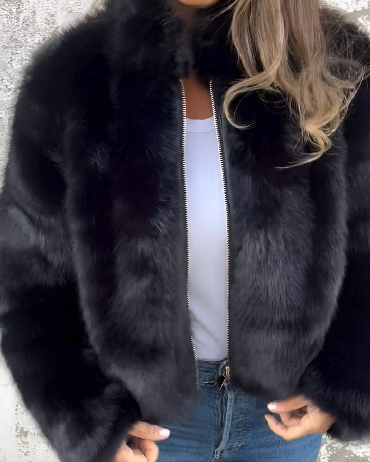 Arbel - Elegante Giacca Con Collo Alto in Pelliccia