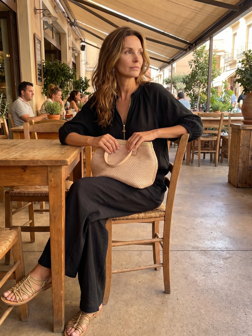 Sharina - Set Composto Da Camicetta Con Zip E Pantaloni a Gamba Larga